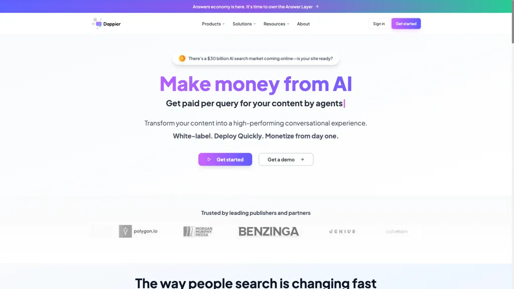 Dappier 2.0 AI tool screenshot