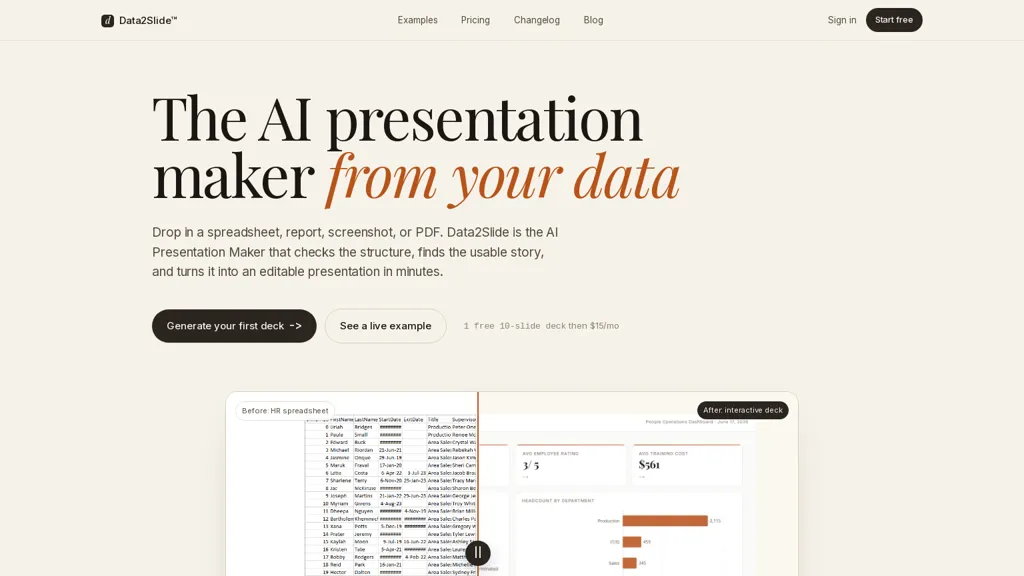 Data2Slide AI tool screenshot