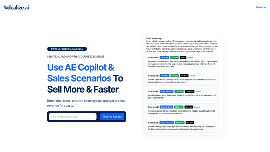 Dealize AI website