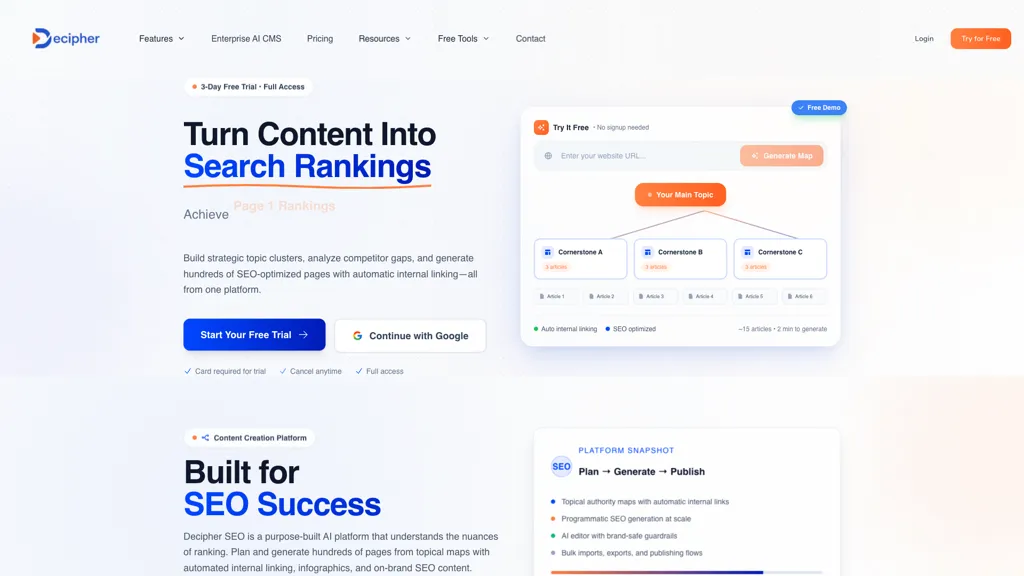 Decipher SEO AI tool screenshot