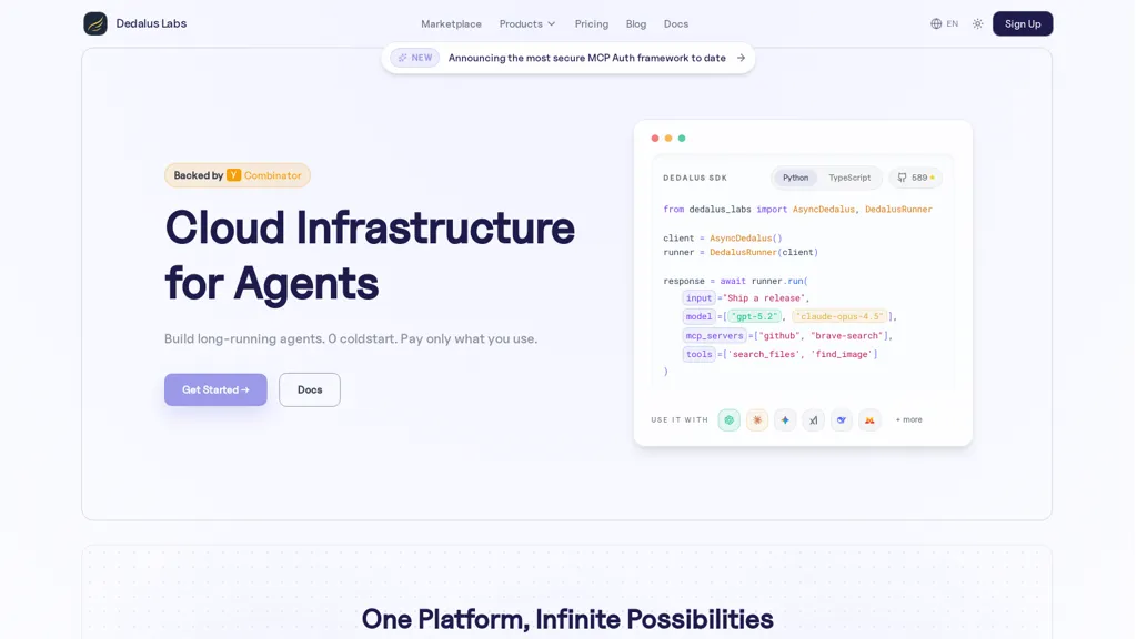 Dedalus Labs AI tool screenshot