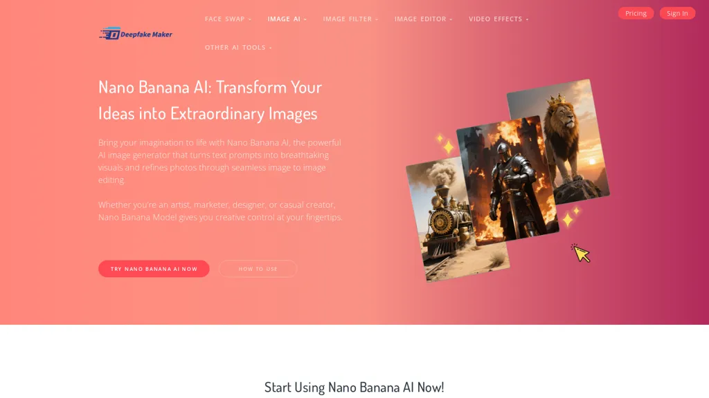 Deepfake Maker Nano Banana AI AI tool screenshot