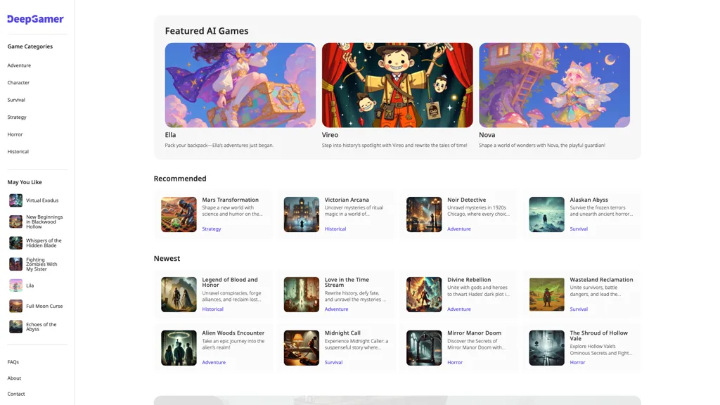 DeepGamer AI tool screenshot