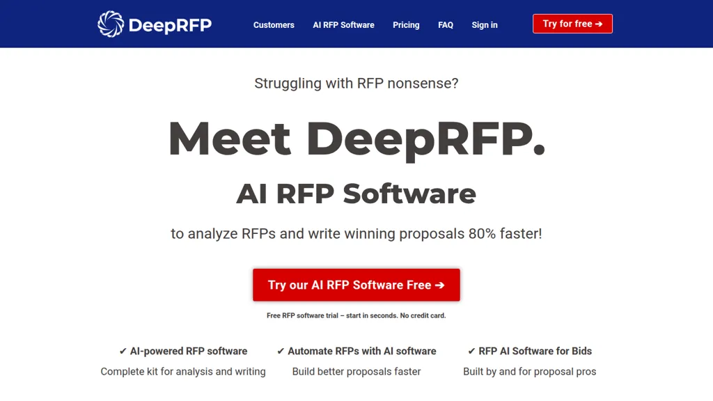 DeepRFP AI tool screenshot