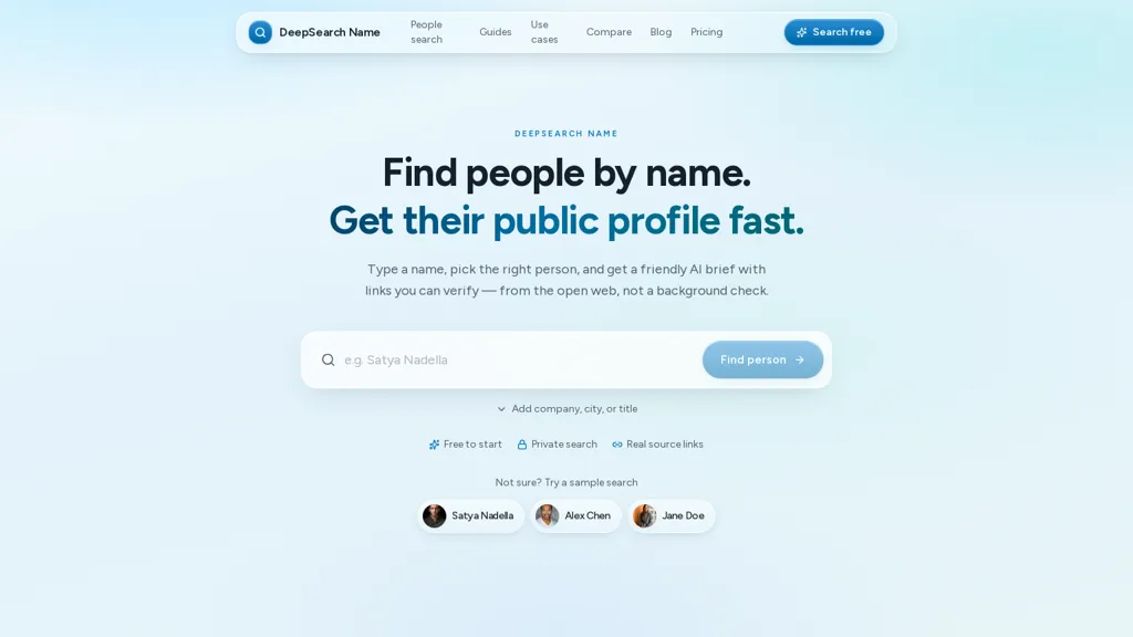 Deepsearch.name AI tool screenshot