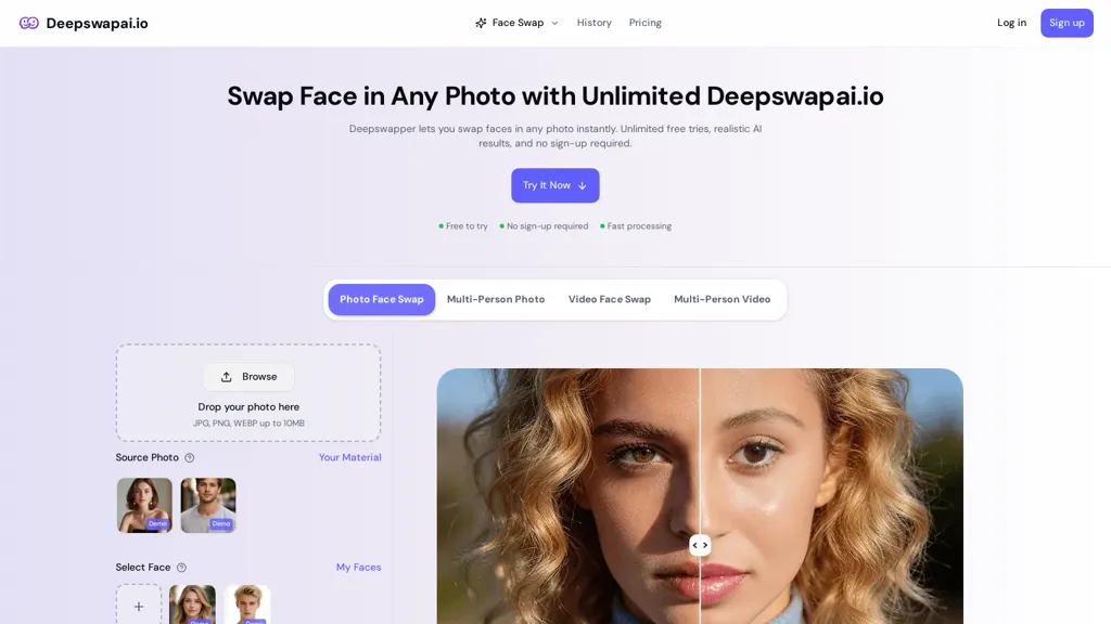 DeepSwapAI.io AI tool screenshot