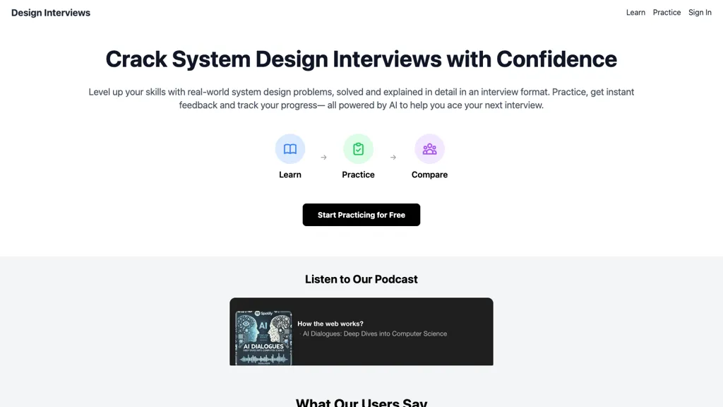 Design Interview Sessions website