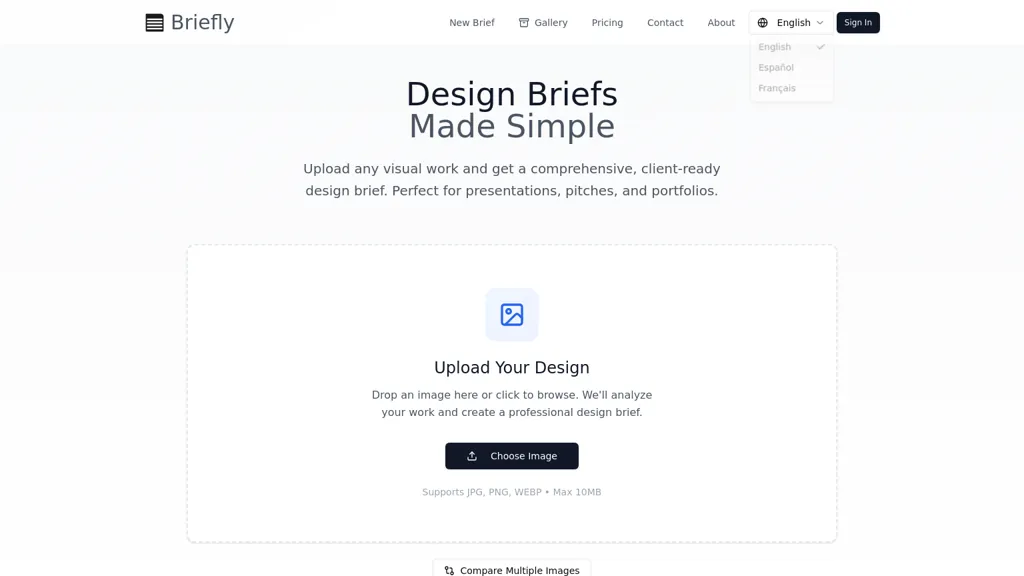Briefly AI tool screenshot