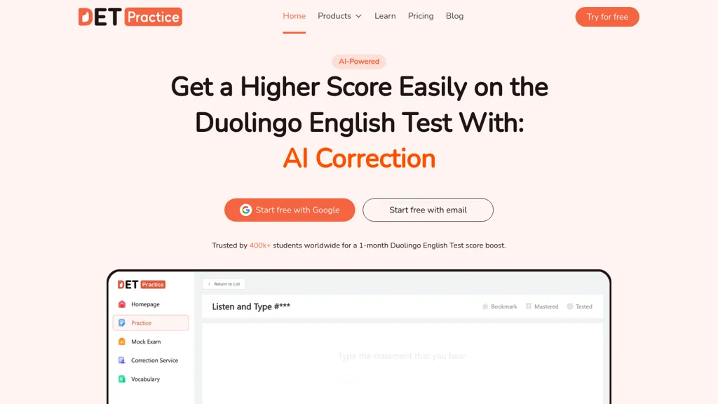 DET Practice website