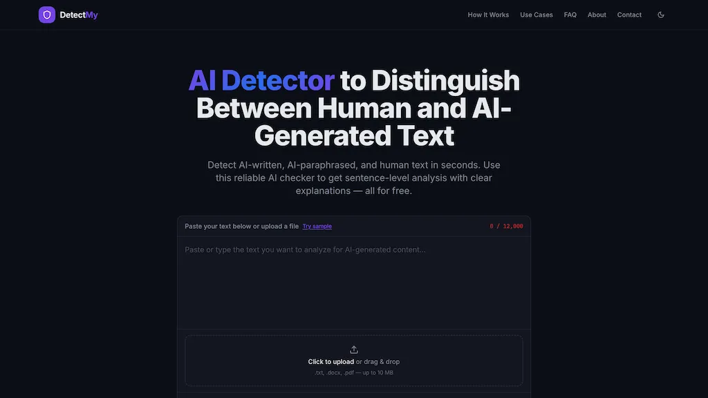 DetectMy AI tool screenshot