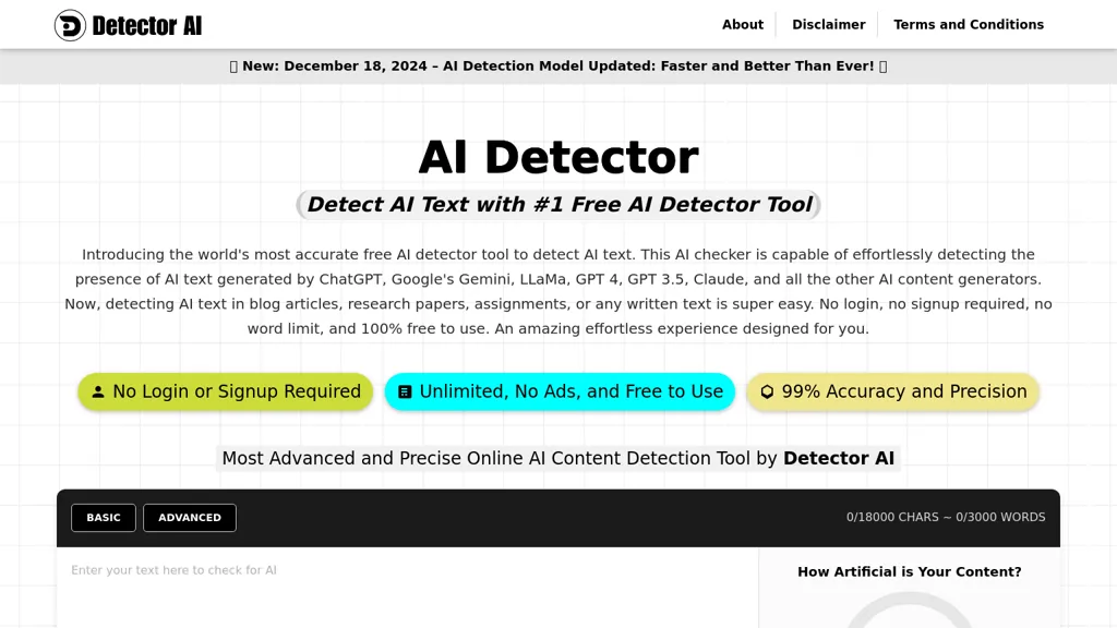 Detector AI website