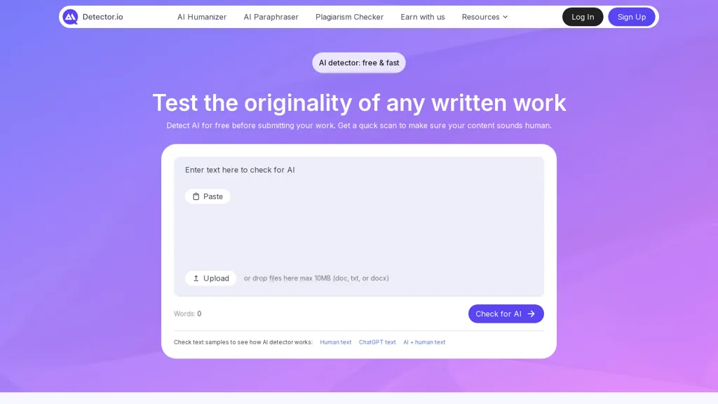Detector.io AI tool screenshot