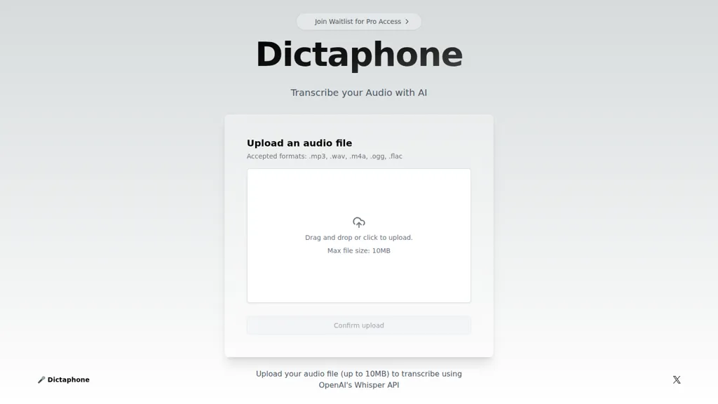 Dictaphone AI tool screenshot