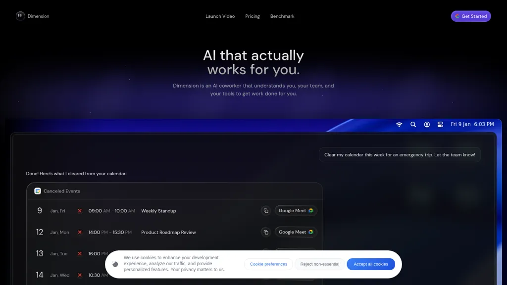 Dimension AI tool screenshot