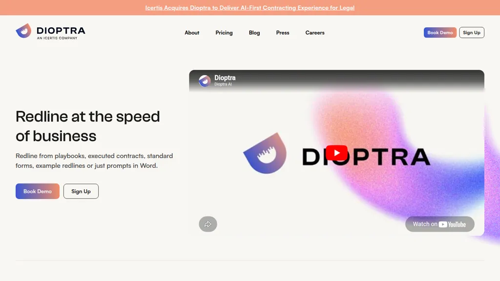 Dioptra AI tool screenshot