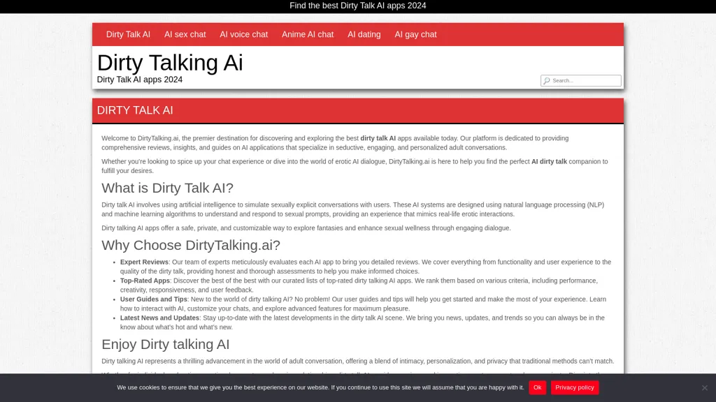 Dirty talking AI website