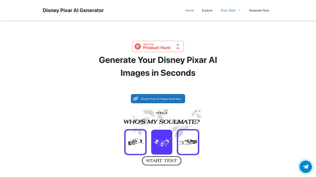 Disney Pixar Image Generator website
