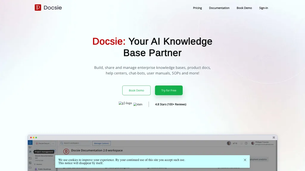 Docsie 2.0 website