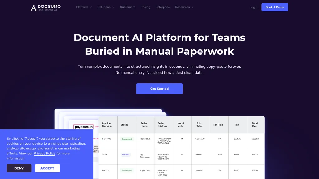 Docsumo AI tool screenshot