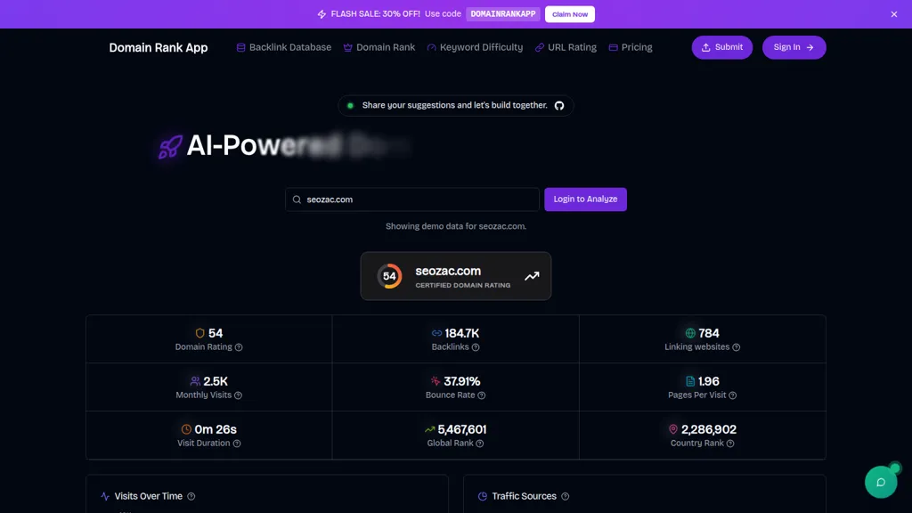Domain Rank App AI tool screenshot