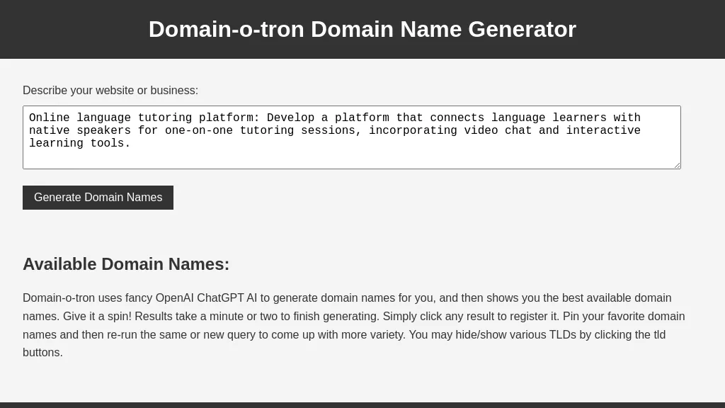 Domainotron website