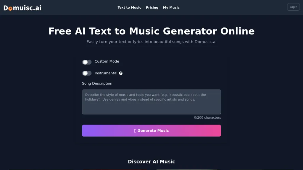 Domusic.ai website