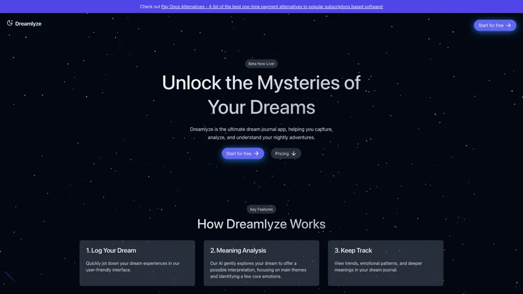 Dreamlyze AI tool screenshot