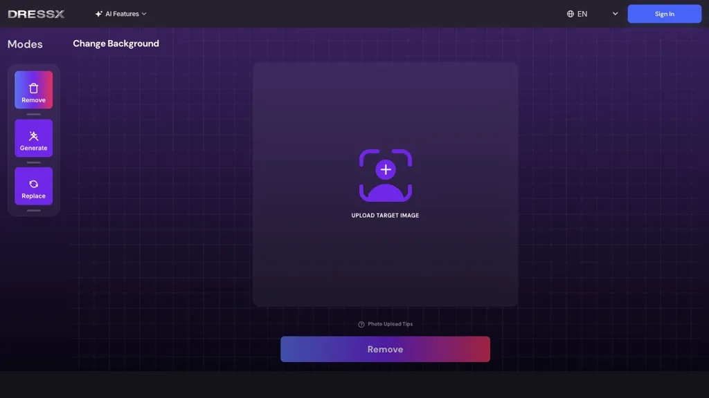DressX Background Removal website