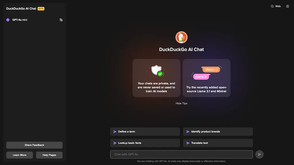 Duck.ai Chat website