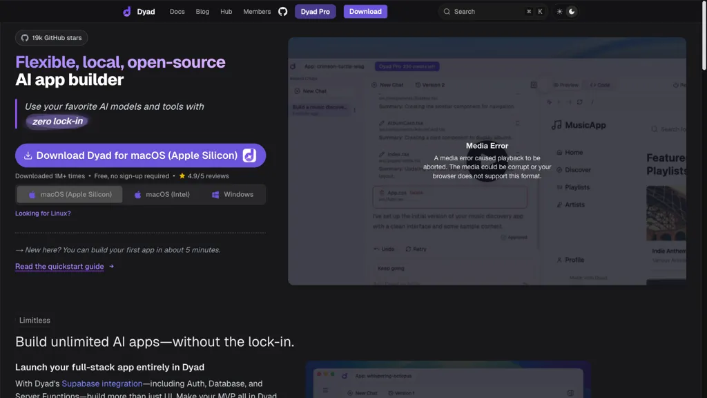 Dyad AI tool screenshot