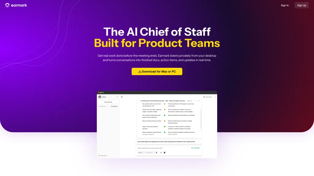 Earmark AI tool screenshot