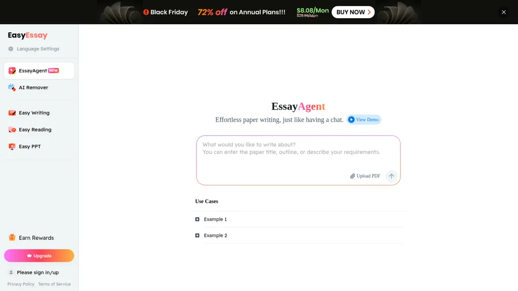 EasyEssay AI tool screenshot