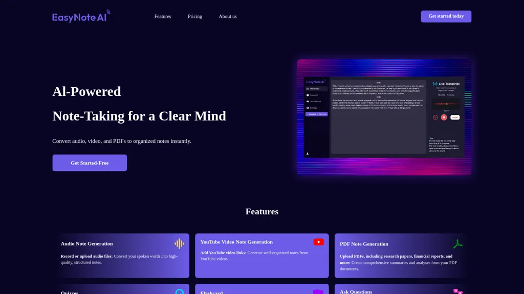 EasyNoteAI website