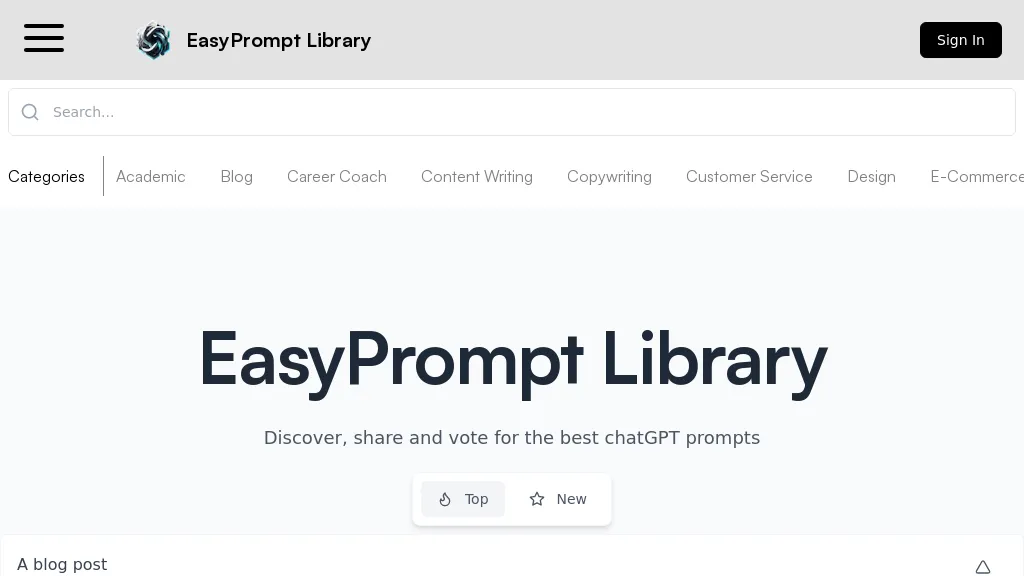 EasyPrompt Library website