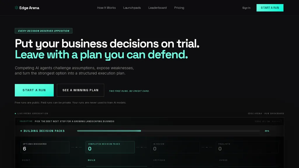 Edge Arena AI tool screenshot