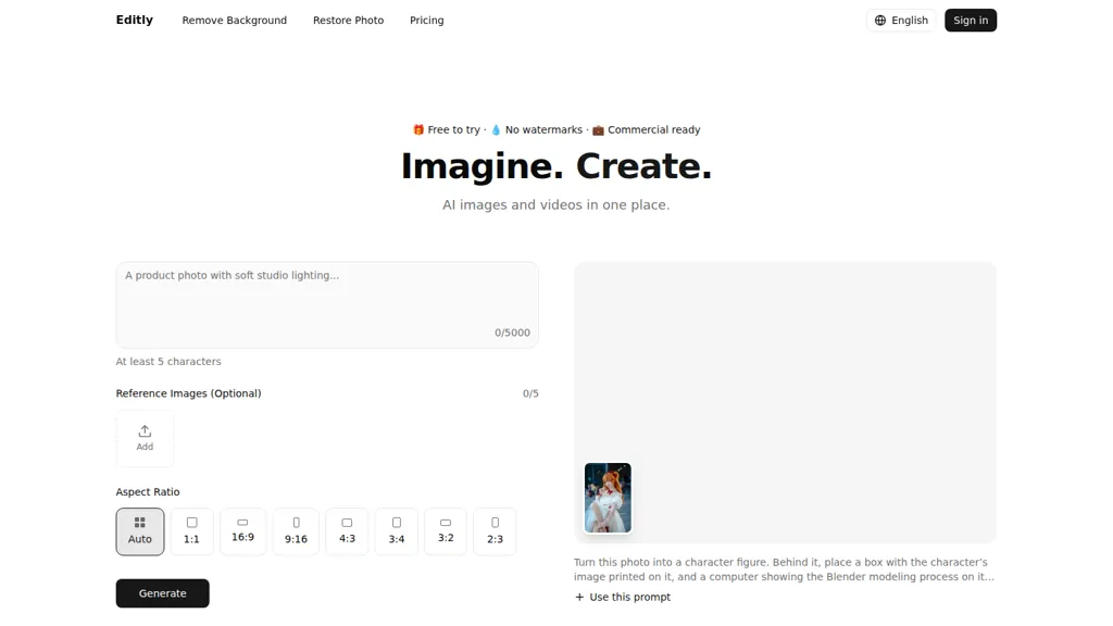 Editly AI tool screenshot