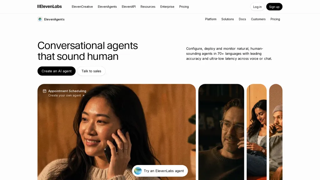 Elevenlabs Agents AI tool screenshot