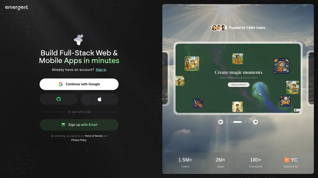 Emergent AI tool screenshot