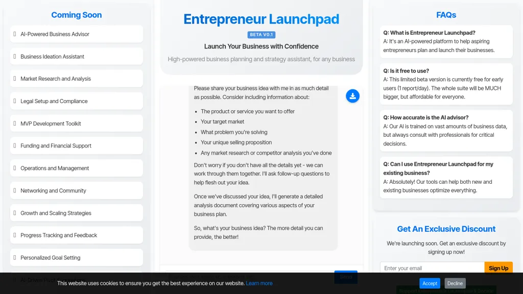 Entrepreneur Launchpad website
