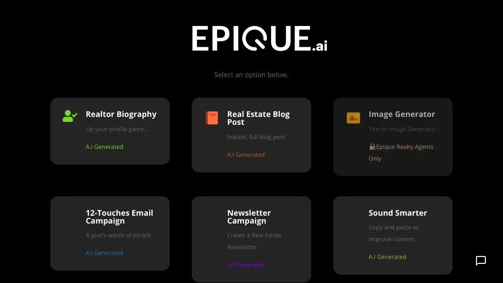 Epique AI website
