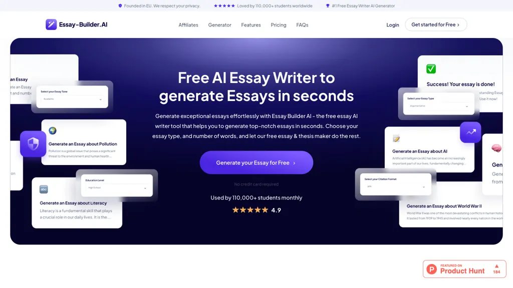 Essay Builder AI website