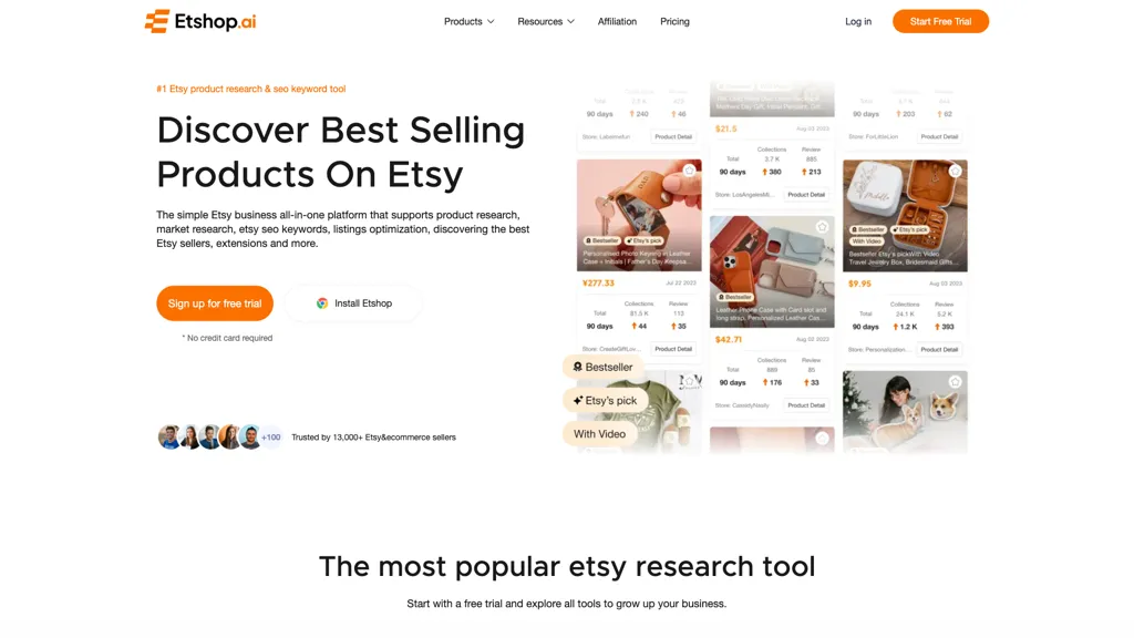 Etshop AI tool screenshot