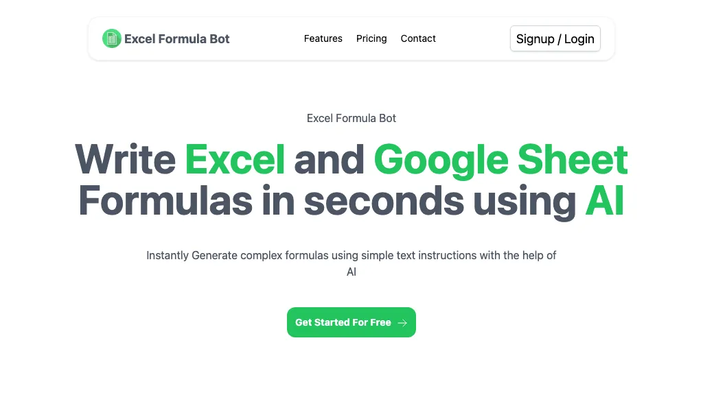 Excel Formul Bot website