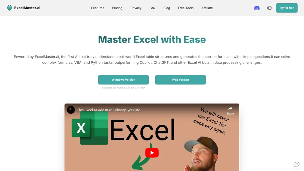 ExcelMaster.ai website