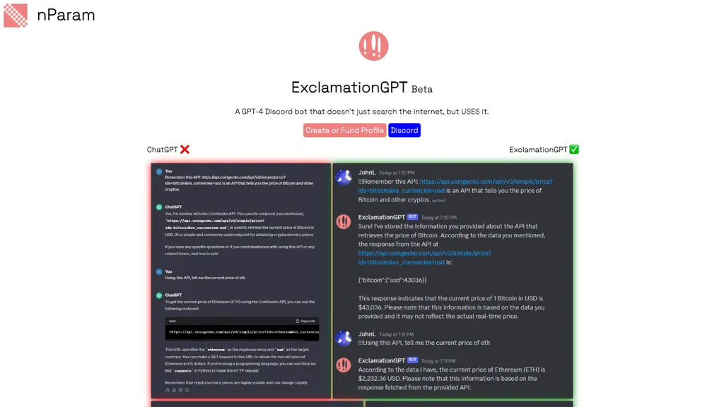 ExclamationGPT website