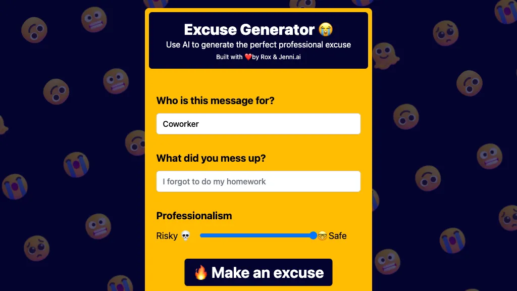 Excuse Generator website