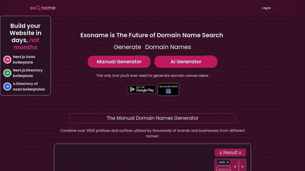 Exoname website