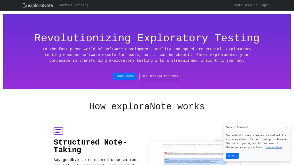 exploraNote website