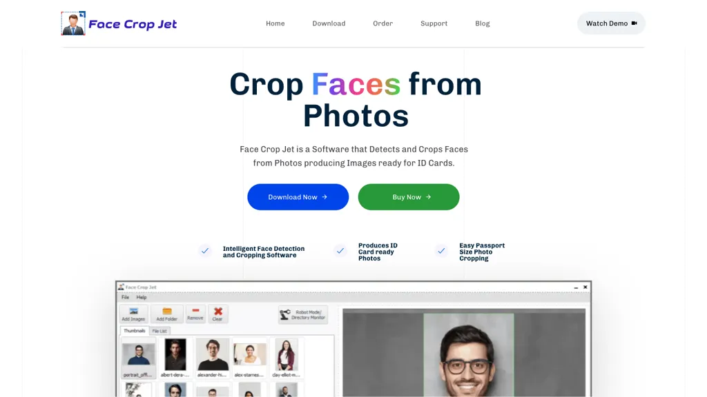 Face Crop Jet website