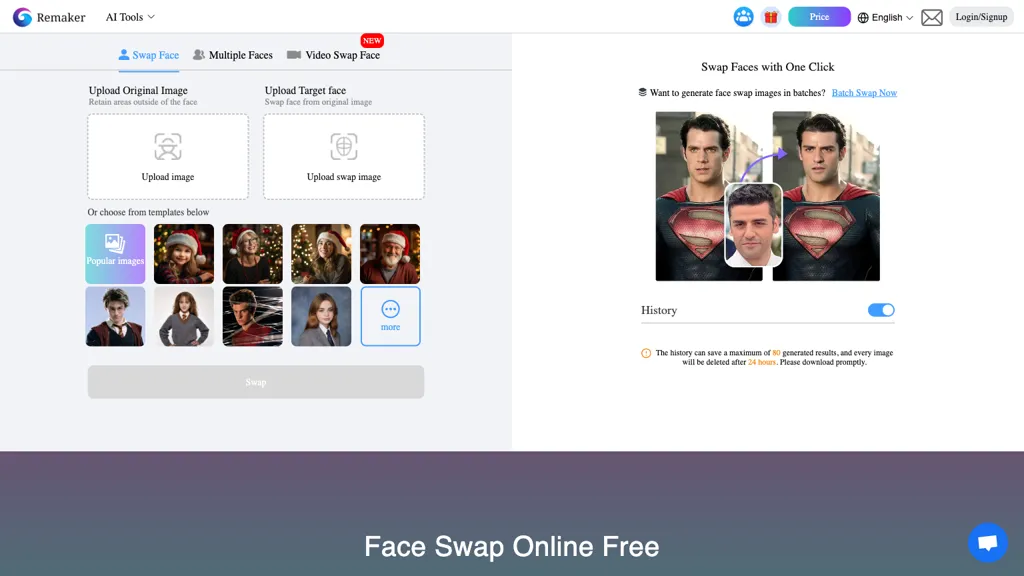 Face Swap by Remaker website